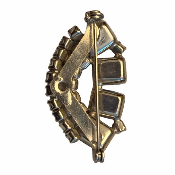 Smoky Blue Rhinestone Aurora Borealis 60s Eye Costume Brooch - Picture 4 of 5